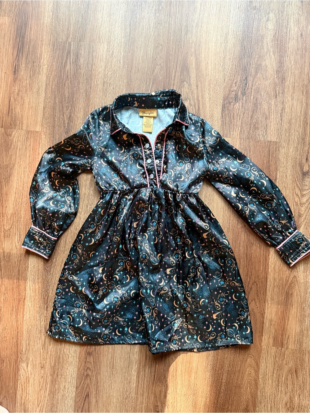 Wrangler Black Moon & Star Print Button-Front Dress